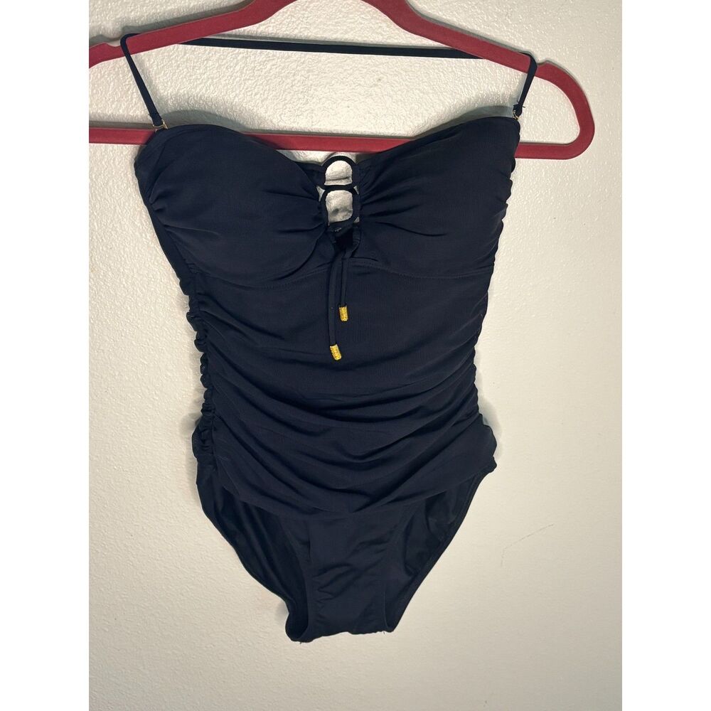 Lauren Ralph Lauren Black Gold Tummy Slimming Swimsuit 6 Halter strapless